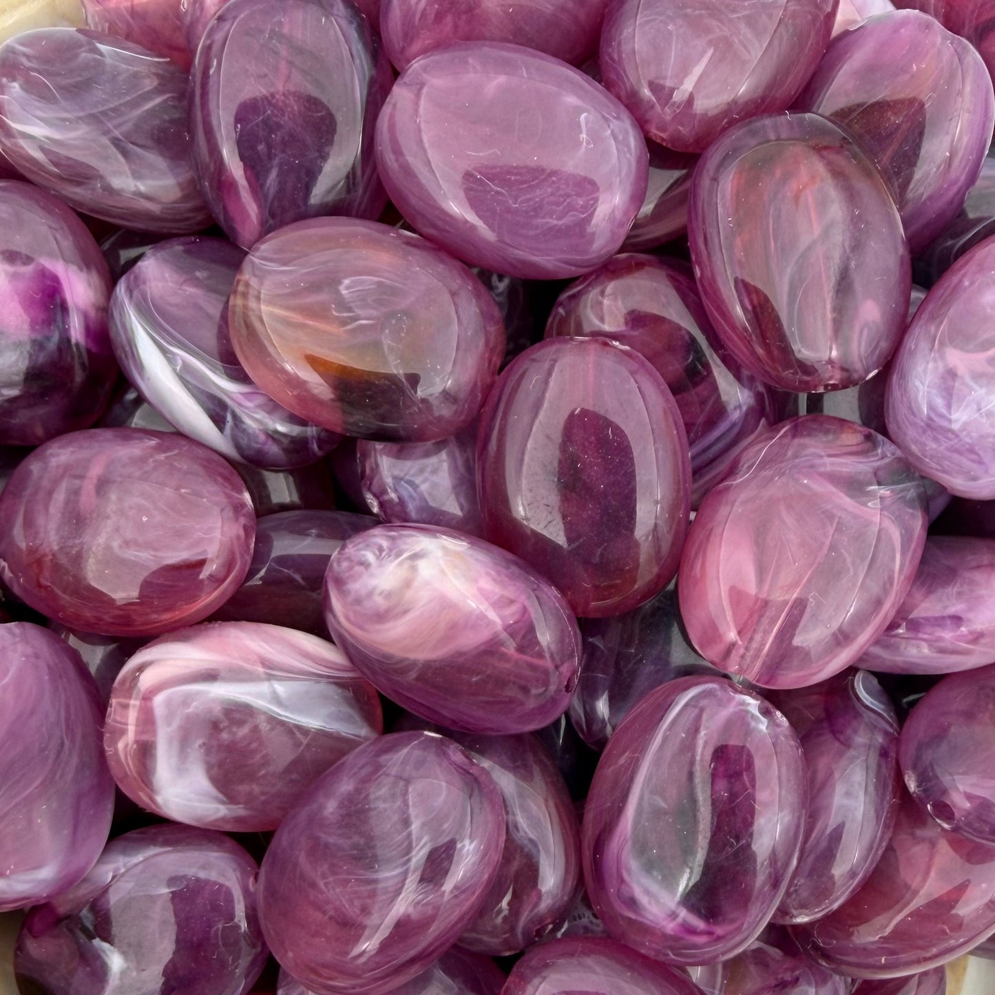 (per stuk) Acryl kraal ovaal donkerpaars - 19x15mm