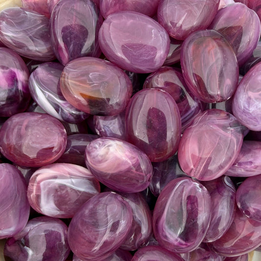 (per stuk) Acryl kraal ovaal donkerpaars - 19x15mm