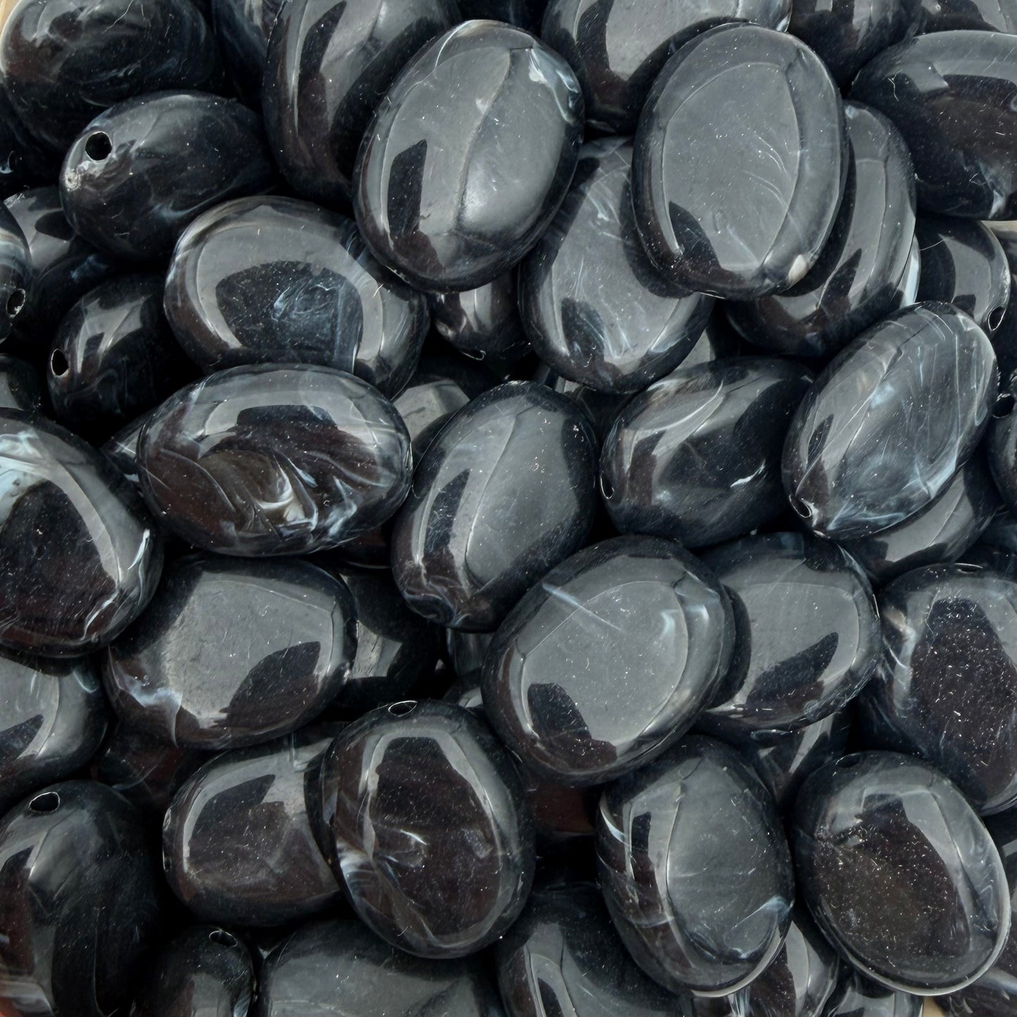 (per stuk) Acryl kraal ovaal antraciet - 19x15mm