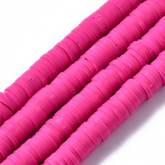 40cm Streng Katsuki polymeer kralen fuchsia roze - 6mm