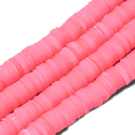 40cm Streng Katsuki polymeer kralen neon roze - 6mm