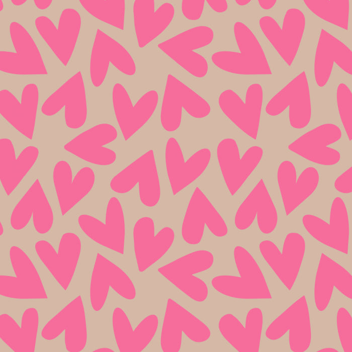 (per meter) Vloeipapier Big Hearts Flamingo/Beige - 30x100cm