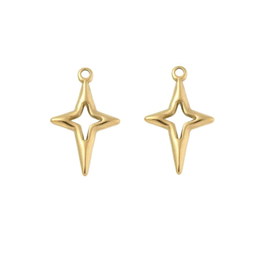 (per stuk) Roestvrij stalen (RVS) bedel ster goud - 22,5x14mm