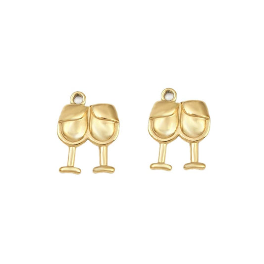 (per stuk) Roestvrij stalen (RVS) bedel wijn glazen goud - 17x12,5mm