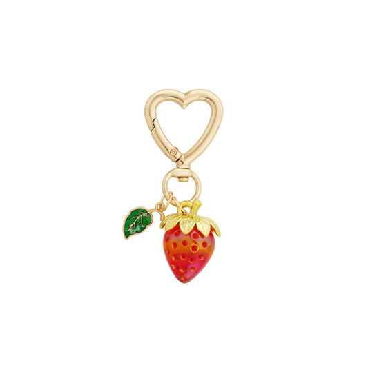 (per stuk) Bag charm aardbei rood - 7,8x3cm