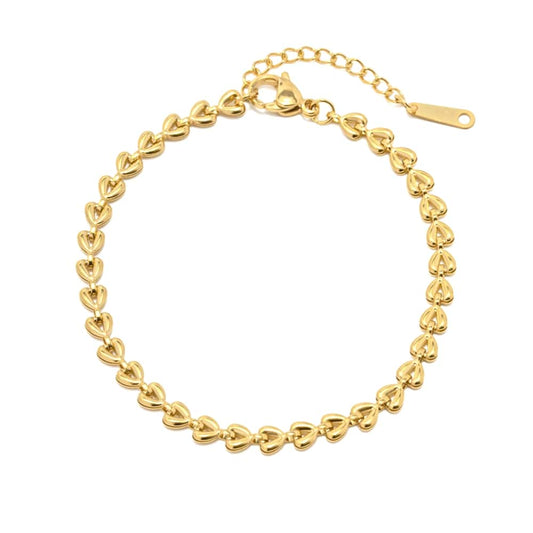 Heart armband goud