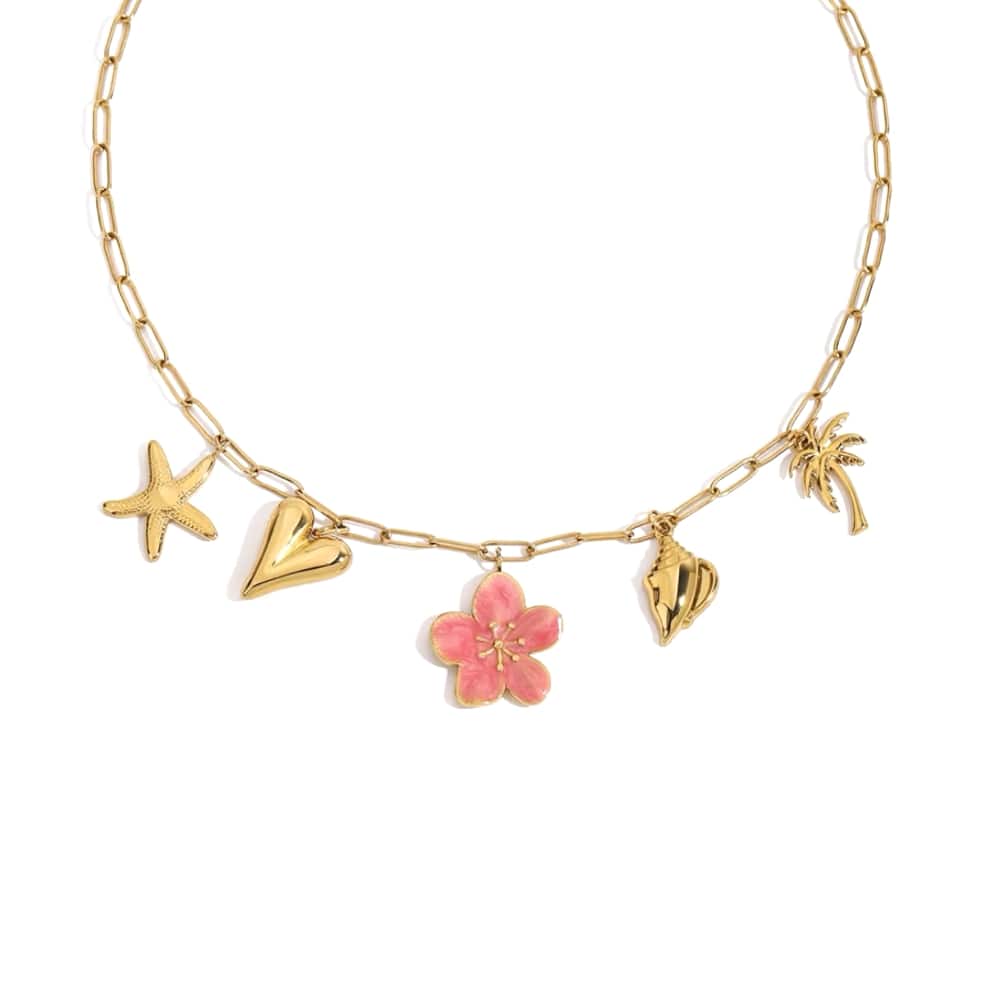 Sweet flower charm ketting goud