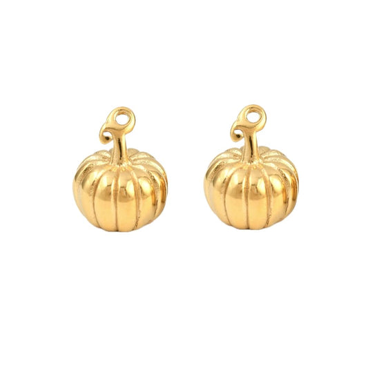 (per stuk) Roestvrij stalen (RVS) bedel pompoen goud - 14,5x11mm
