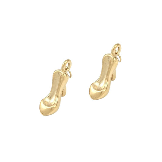 (per stuk) Roestvrij stalen (RVS) bedel hoge hak schoen goud - 17,5x7,5mm