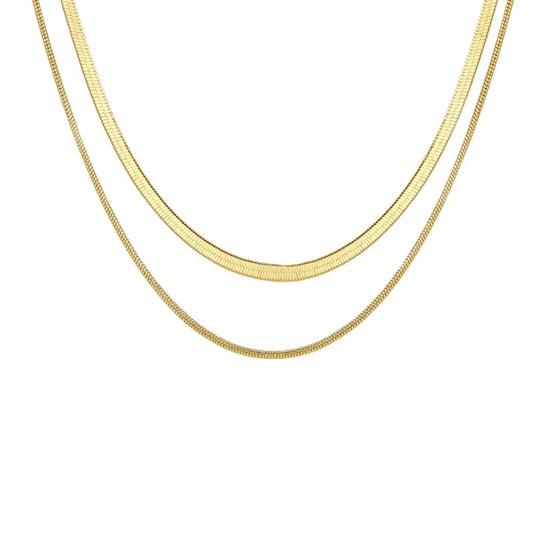 Dubbele ketting met platte schakel goud
