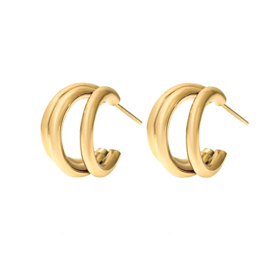 Dubble round oorbel goud