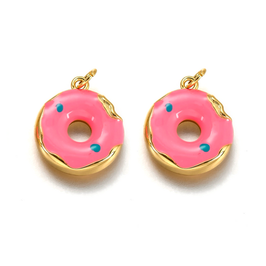 (per stuk) Donut bedel roze goud - 15x13mm