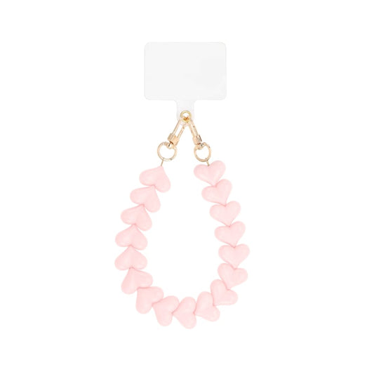 (per stuk) Telefoonkoord hartjes licht roze