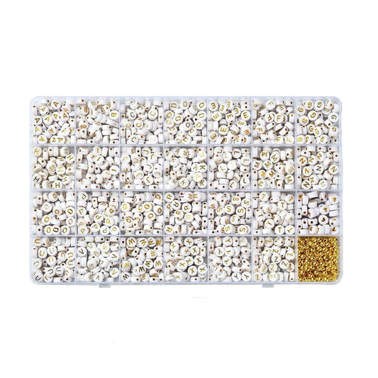 Kralenset letterkralen wit goud - Sieraden maken