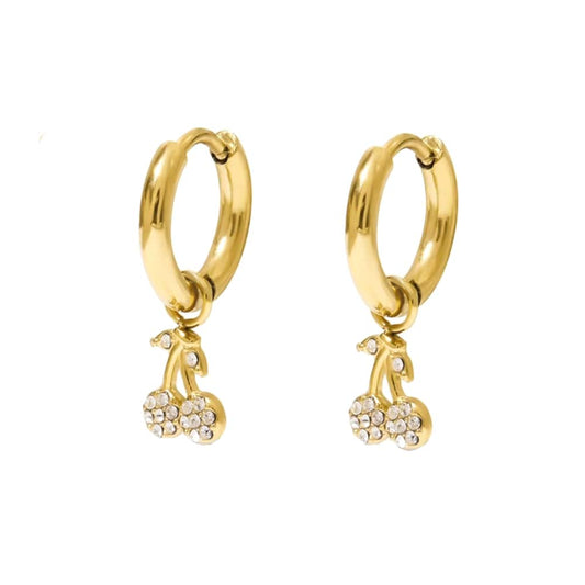 Cherry sparkle oorbel goud