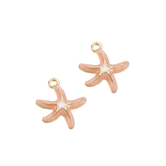 (per stuk) Zeester bedel roze - 19,5x17mm