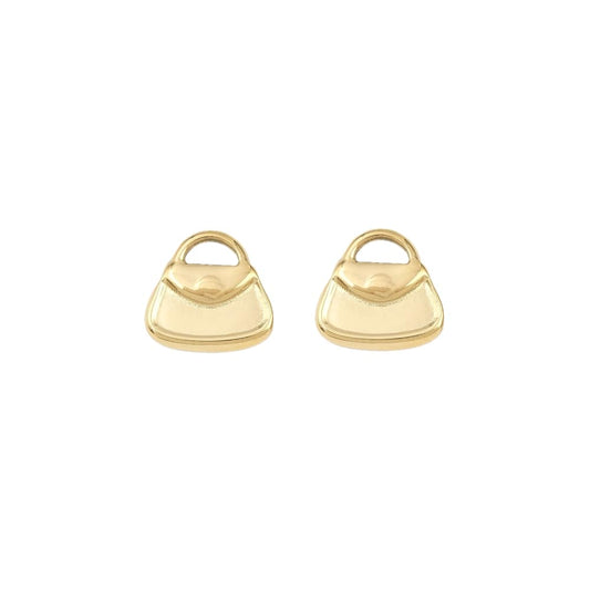 (per stuk) Roestvrij stalen (RVS) bedel handtas goud - 12,5x13mm