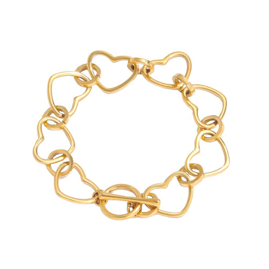 Heart charm armband goud