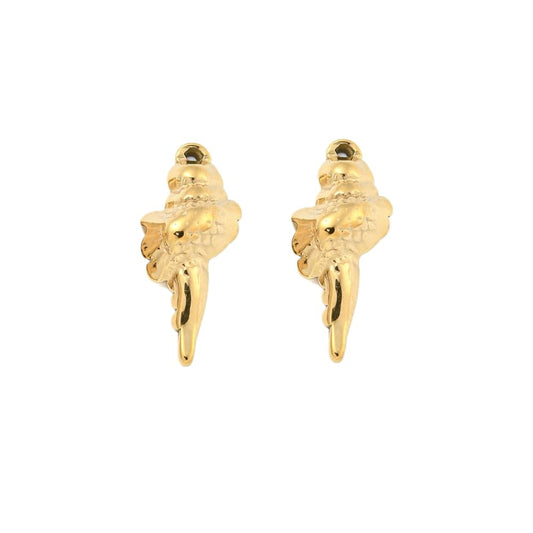 (per stuk) Roestvrij stalen (RVS) bedel schelp goud - 17x7mm