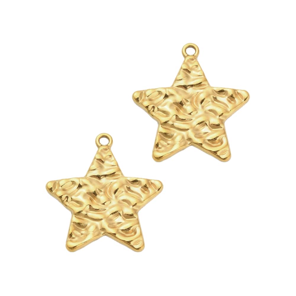 (per stuk) Roestvrij stalen (RVS) bedel ster goud - 37x34,5mm