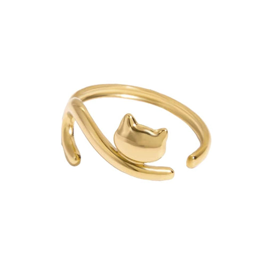 Cat ring goud