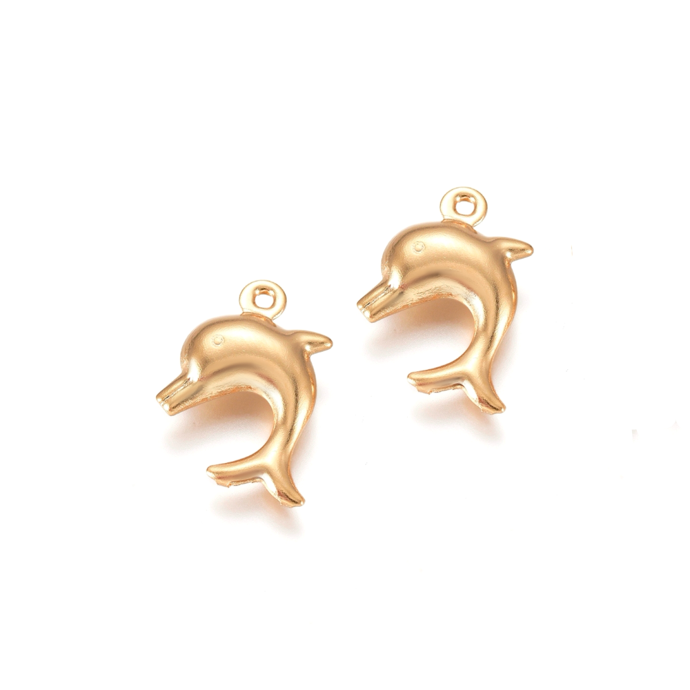 Gouden roestvrij stalen dolfijn bedels van 16x10,5mm voor hippe sieraden.