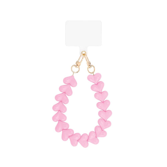 (per stuk) Telefoonkoord hartjes roze