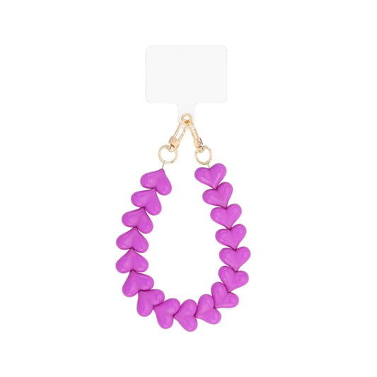 (per stuk) Telefoonkoord hartjes fuchsia roze