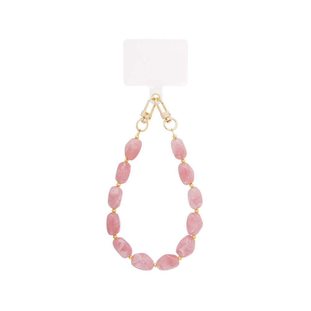 (per stuk) Telefoonkoord natuursteenlook ovaal roze