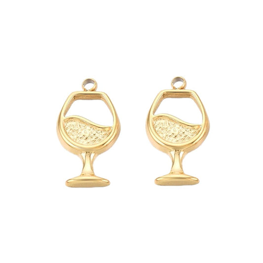 (per stuk) Roestvrij stalen (RVS) bedel glas wijn goud - 14x7,5mm