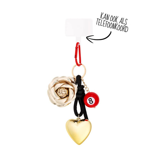 (per stuk) Bag charm funky rood - 10x18cm