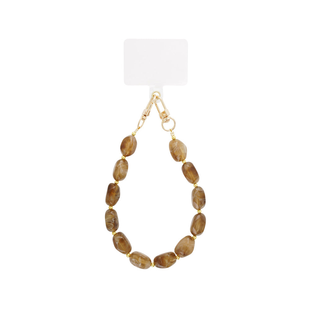 (per stuk) Telefoonkoord natuursteenlook ovaal bruin