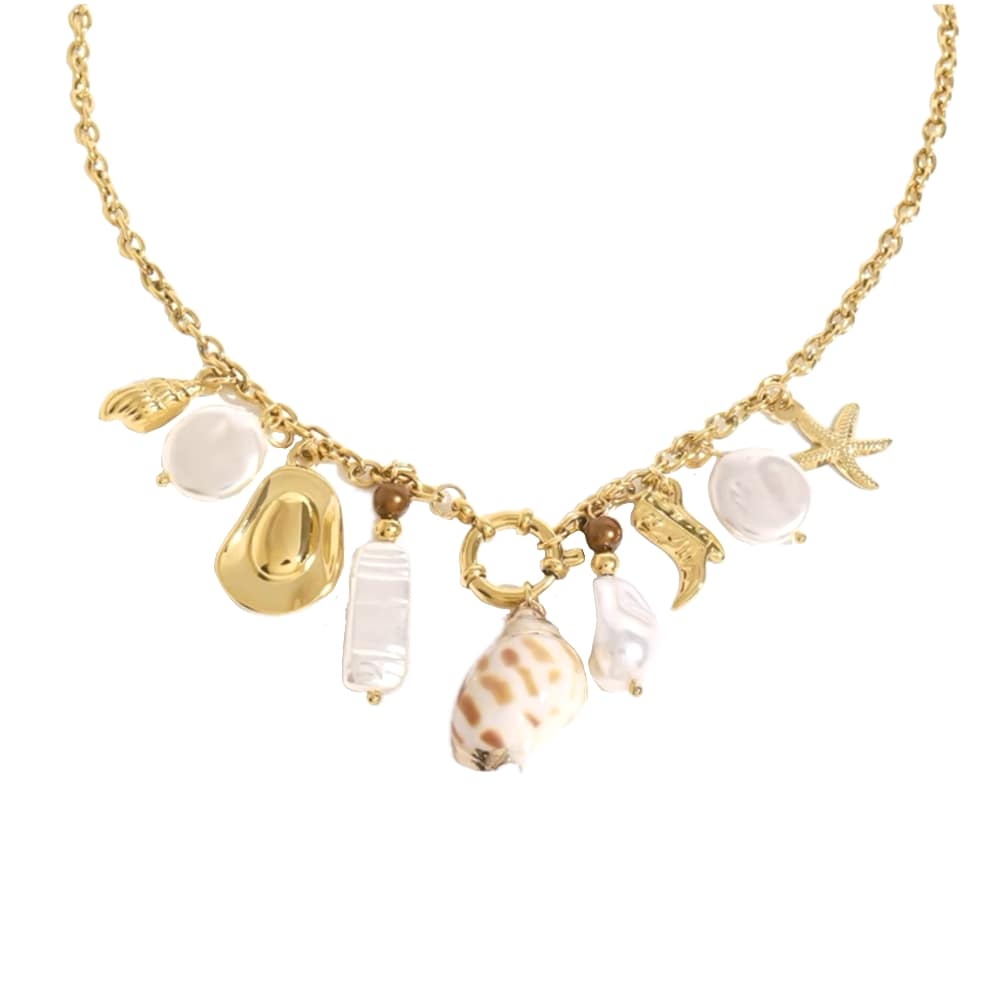 Ocean charm ketting goud