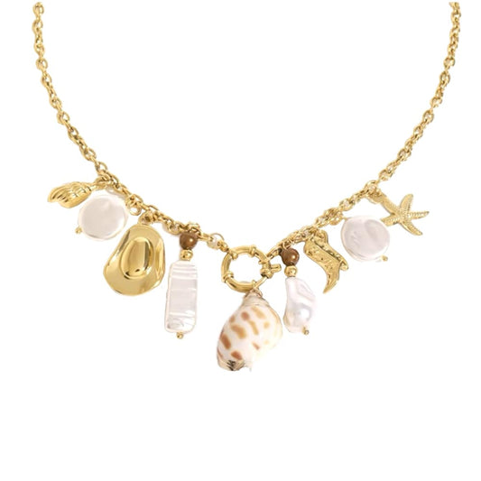 Ocean charm ketting goud