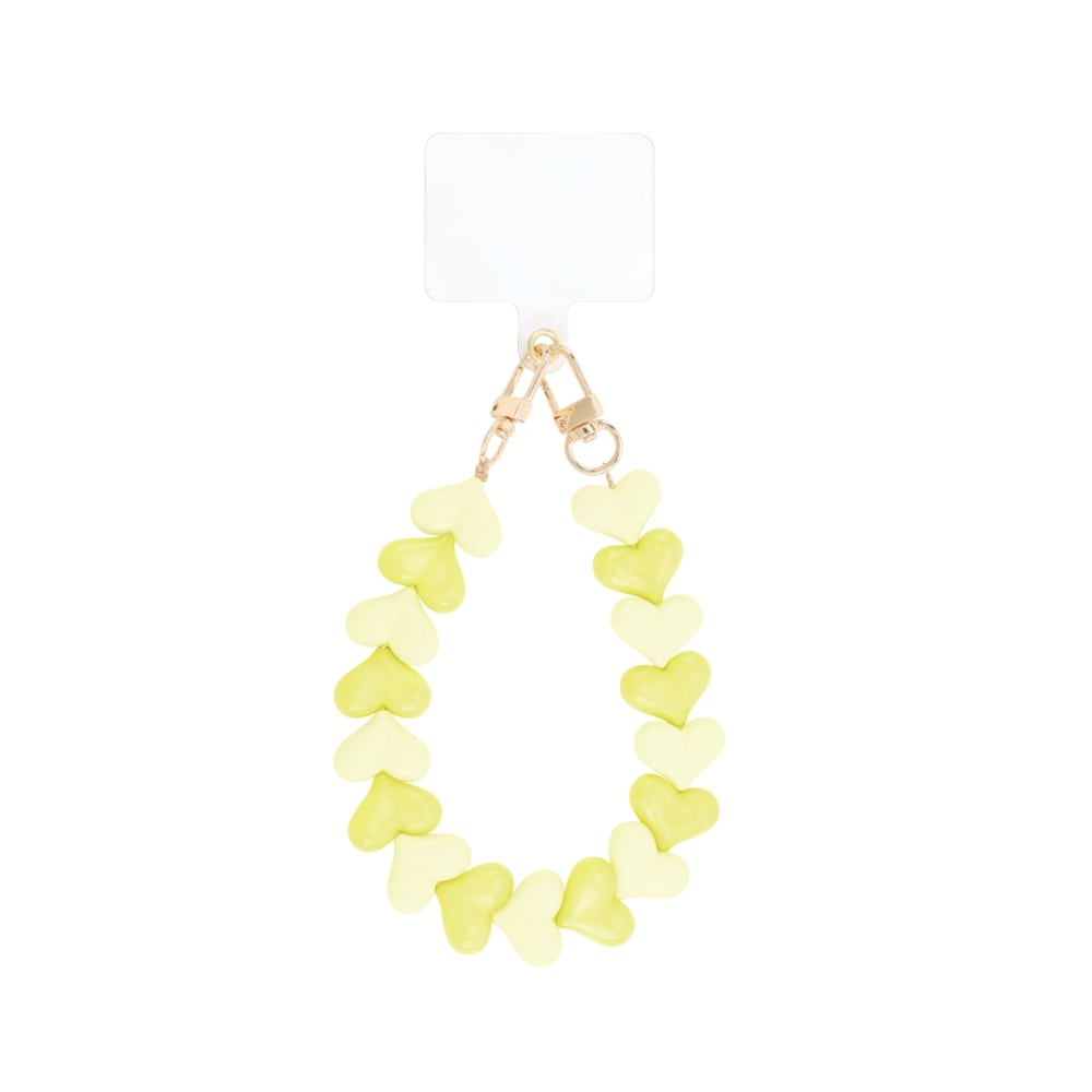 (per stuk) Telefoonkoord dubbele hartjes geel