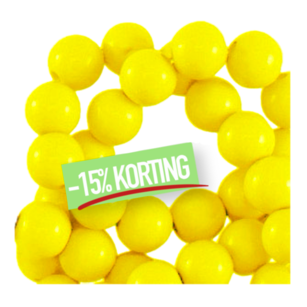 (per stuk) Grote ronde acryl kralen shiny vanilla geel - 18mm