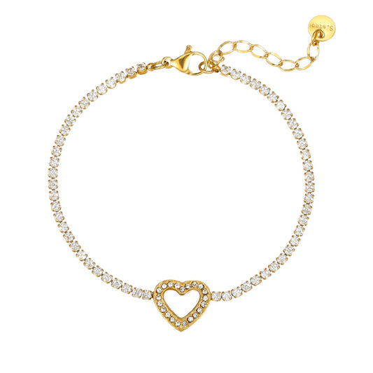 Heart sprinkling charm armband goud