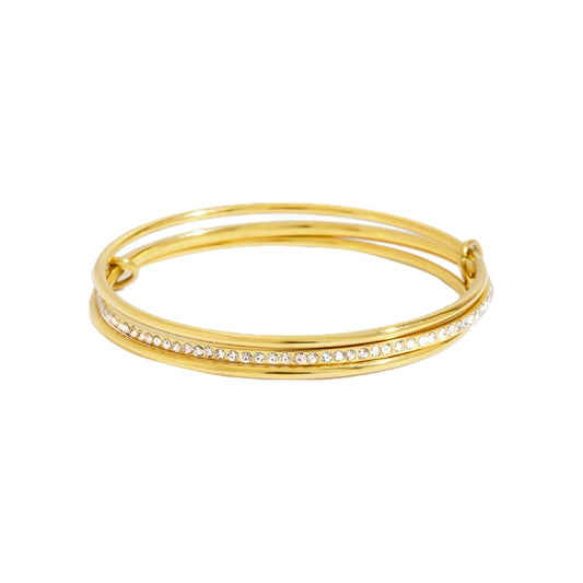Multi layers bangle sparkle goud