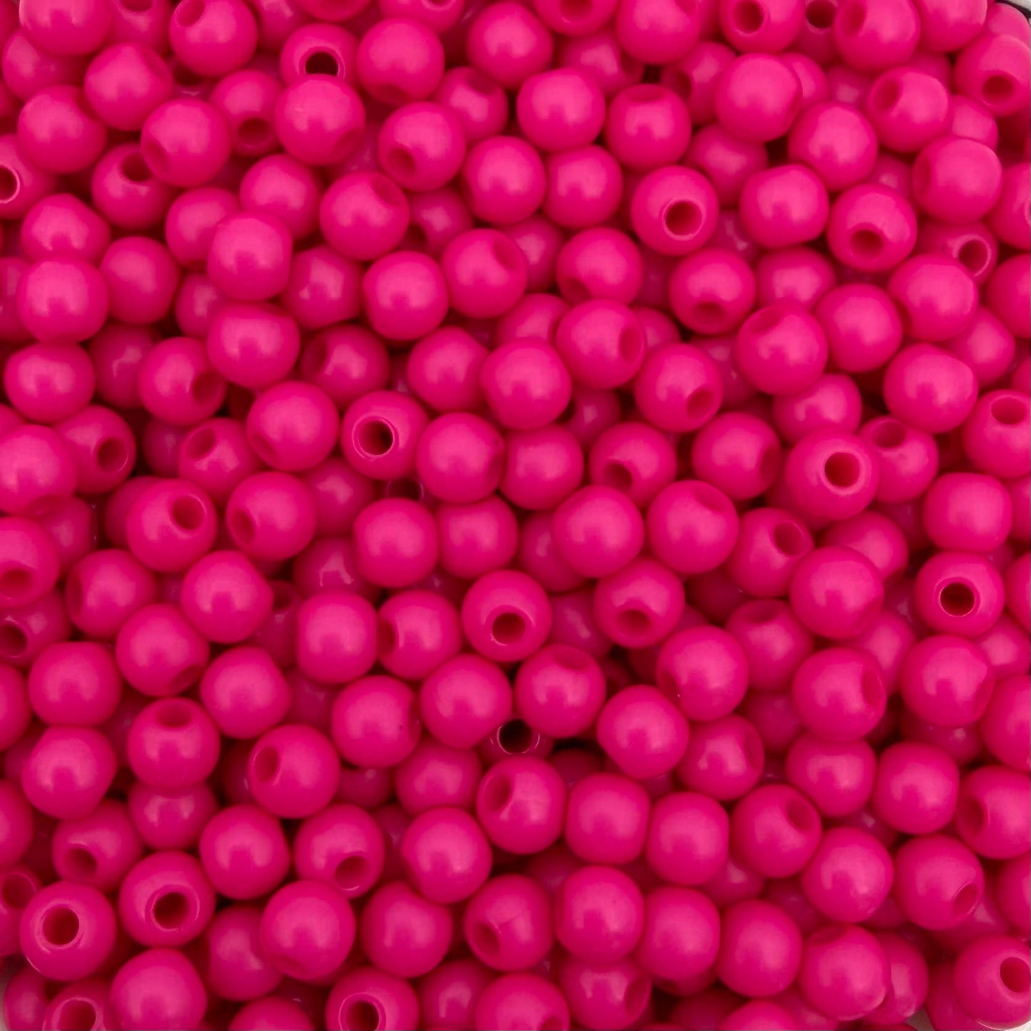 100 stuks acryl kralen shiny fuchsia roze - 4mm