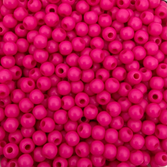 100 stuks acryl kralen shiny fuchsia roze - 4mm
