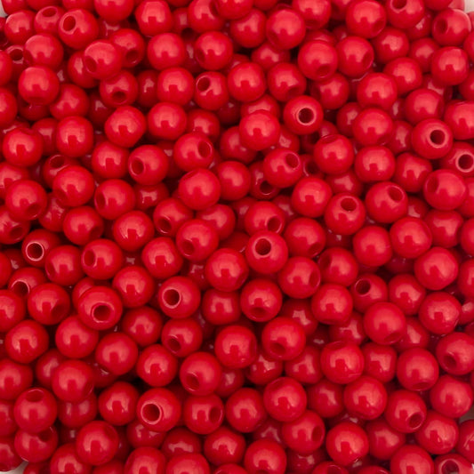 100 stuks acryl kralen shiny rood - 4mm