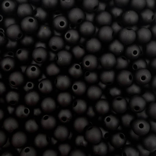 50 stuks acryl kralen mat zwart - 6mm