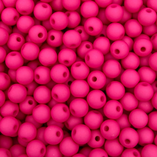50 stuks acryl kralen mat fuchsia roze - 6mm