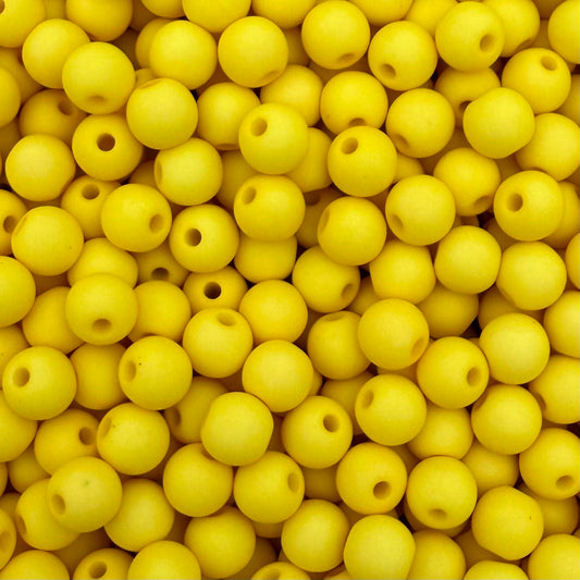 50 stuks acryl kralen mat geel - 6mm