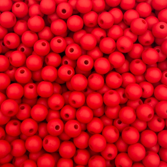 50 stuks acryl kralen mat rood - 6mm