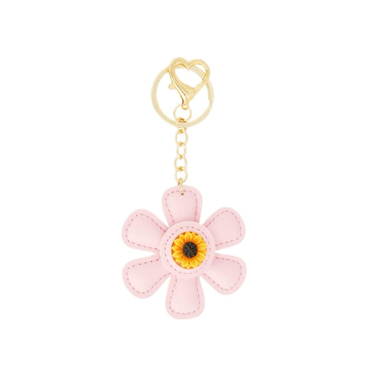 (per stuk) Bag charm en sleutelhanger bloem roze - 13x6,8cm