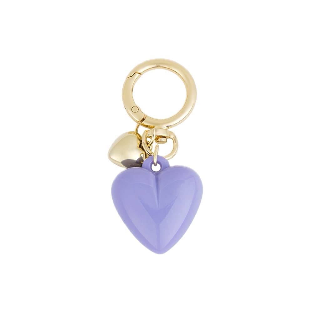 (per stuk) Bag charm en sleutelhanger hart paars - 3,5x7,5cm