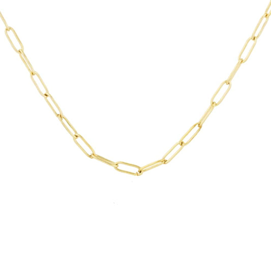 (per stuk) Roestvrij stalen (RVS) paperclip basic ketting goud