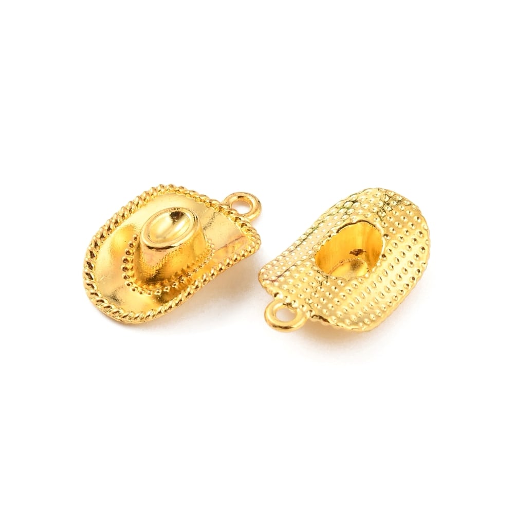 (per stuk) Cowboyhoed bedel goud - 22,5x13mm