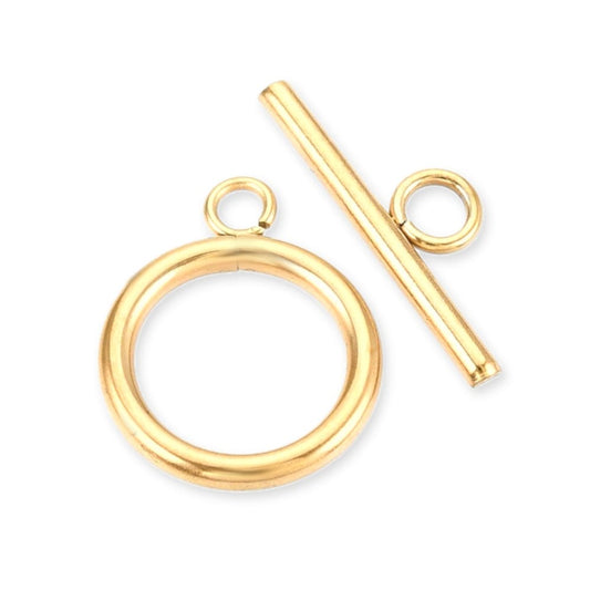 (per stuk) Roestvrij stalen (RVS) kapittelslot goud - 19x15mm